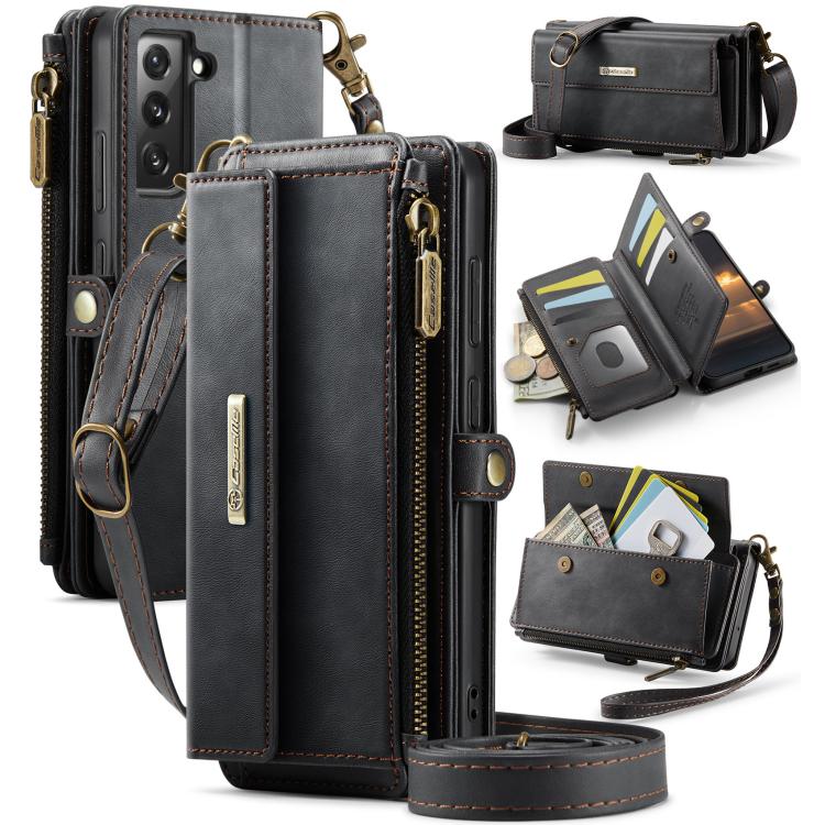 CaseMe C39 RFID Blocking Zipper Wallet Leather Phone Case with Crossbody Strap, For Samsung Galaxy S23 5G, For Samsung Galaxy S22+ 5G, For Samsung Galaxy S22 5G, For Samsung Galaxy S21 FE 5G, For Samsung Galaxy A52, For Samsung Galaxy A53              ...