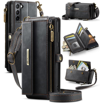 CaseMe C39 RFID Blocking Zipper Wallet Leather Phone Case with Crossbody Strap, For Samsung Galaxy S23 5G, For Samsung Galaxy S22+ 5G, For Samsung Galaxy S22 5G, For Samsung Galaxy S21 FE 5G, For Samsung Galaxy A52, For Samsung Galaxy A53              ...