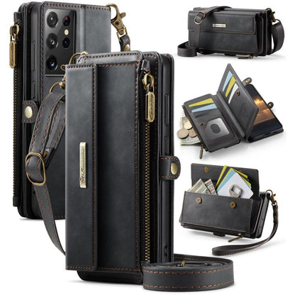 CaseMe C39 RFID Blocking Zipper Wallet Leather Phone Case with Crossbody Strap, For Samsung Galaxy S23 5G, For Samsung Galaxy S22+ 5G, For Samsung Galaxy S22 5G, For Samsung Galaxy S21 FE 5G, For Samsung Galaxy A52, For Samsung Galaxy A53              ...