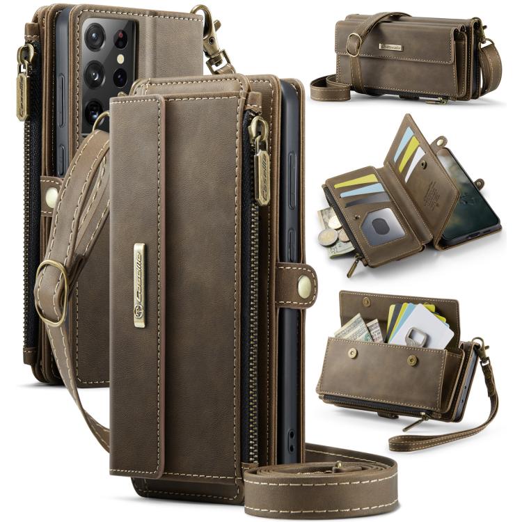 CaseMe C39 RFID Blocking Zipper Wallet Leather Phone Case with Crossbody Strap, For Samsung Galaxy S23 5G, For Samsung Galaxy S22+ 5G, For Samsung Galaxy S22 5G, For Samsung Galaxy S21 FE 5G, For Samsung Galaxy A52, For Samsung Galaxy A53              ...