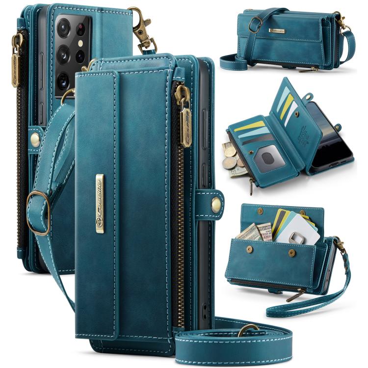 CaseMe C39 RFID Blocking Zipper Wallet Leather Phone Case with Crossbody Strap, For Samsung Galaxy S23 5G, For Samsung Galaxy S22+ 5G, For Samsung Galaxy S22 5G, For Samsung Galaxy S21 FE 5G, For Samsung Galaxy A52, For Samsung Galaxy A53              ...