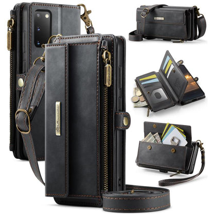 CaseMe C39 RFID Blocking Zipper Wallet Leather Phone Case with Crossbody Strap, For Samsung Galaxy S20 FE 5G, For Samsung Galaxy S20 Ultra 5G, For Samsung Galaxy S20+ 5G, For Samsung Galaxy S20 5G, For Samsung Galaxy A17, For Samsung Galaxy S25 / S24 5...