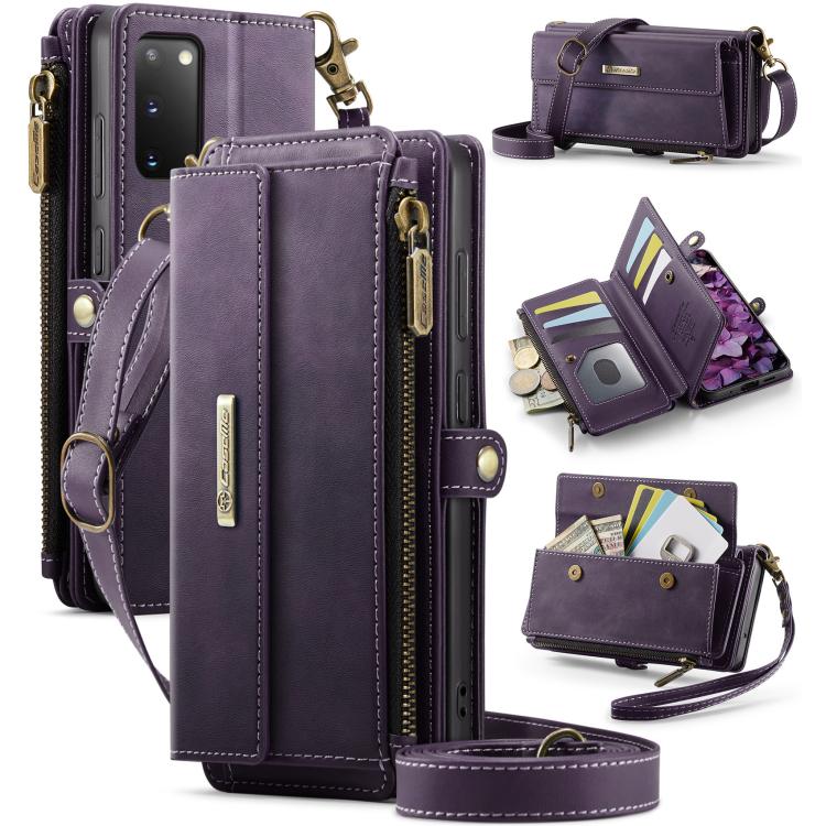 CaseMe C39 RFID Blocking Zipper Wallet Leather Phone Case with Crossbody Strap, For Samsung Galaxy S20 FE 5G, For Samsung Galaxy S20 Ultra 5G, For Samsung Galaxy S20+ 5G, For Samsung Galaxy S20 5G, For Samsung Galaxy A17, For Samsung Galaxy S25 / S24 5...
