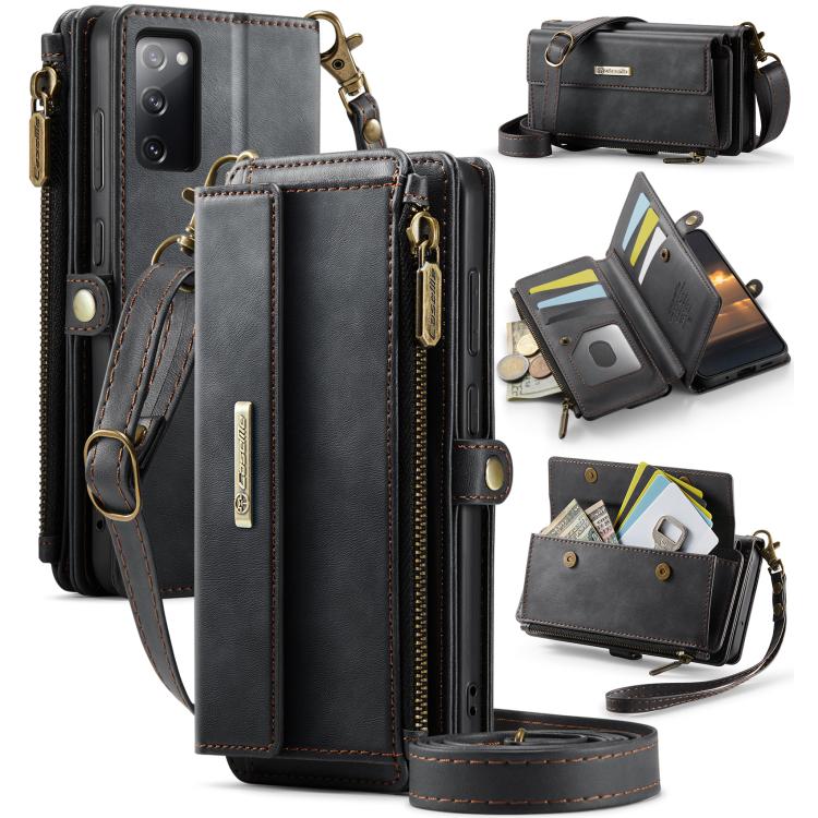 CaseMe C39 RFID Blocking Zipper Wallet Leather Phone Case with Crossbody Strap, For Samsung Galaxy S20 FE 5G, For Samsung Galaxy S20 Ultra 5G, For Samsung Galaxy S20+ 5G, For Samsung Galaxy S20 5G, For Samsung Galaxy A17, For Samsung Galaxy S25 / S24 5...