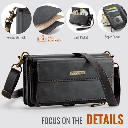 CaseMe C39 RFID Blocking Zipper Wallet Leather Phone Case with Crossbody Strap, For Samsung Galaxy S20 FE 5G, For Samsung Galaxy S20 Ultra 5G, For Samsung Galaxy S20+ 5G, For Samsung Galaxy S20 5G, For Samsung Galaxy A17, For Samsung Galaxy S25 / S24 5...