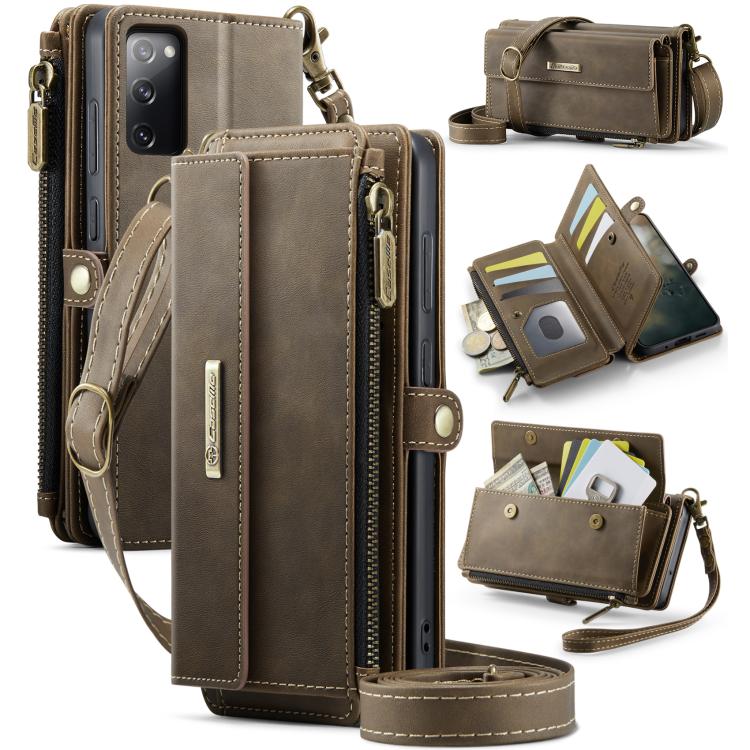 CaseMe C39 RFID Blocking Zipper Wallet Leather Phone Case with Crossbody Strap, For Samsung Galaxy S20 FE 5G, For Samsung Galaxy S20 Ultra 5G, For Samsung Galaxy S20+ 5G, For Samsung Galaxy S20 5G, For Samsung Galaxy A17, For Samsung Galaxy S25 / S24 5...