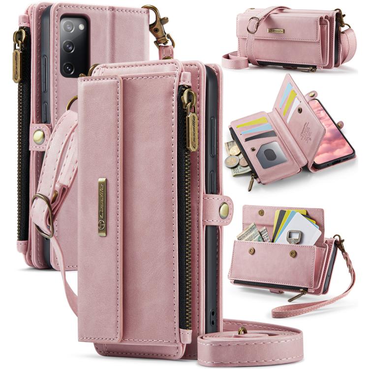 CaseMe C39 RFID Blocking Zipper Wallet Leather Phone Case with Crossbody Strap, For Samsung Galaxy S20 FE 5G, For Samsung Galaxy S20 Ultra 5G, For Samsung Galaxy S20+ 5G, For Samsung Galaxy S20 5G, For Samsung Galaxy A17, For Samsung Galaxy S25 / S24 5...