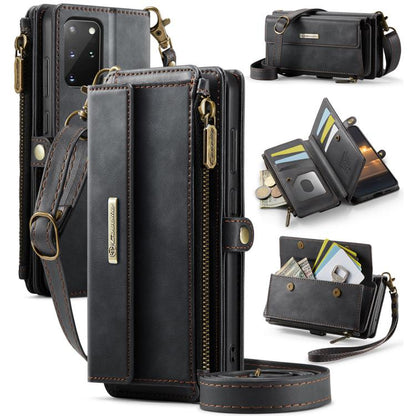 CaseMe C39 RFID Blocking Zipper Wallet Leather Phone Case with Crossbody Strap, For Samsung Galaxy S20 FE 5G, For Samsung Galaxy S20 Ultra 5G, For Samsung Galaxy S20+ 5G, For Samsung Galaxy S20 5G, For Samsung Galaxy A17, For Samsung Galaxy S25 / S24 5...