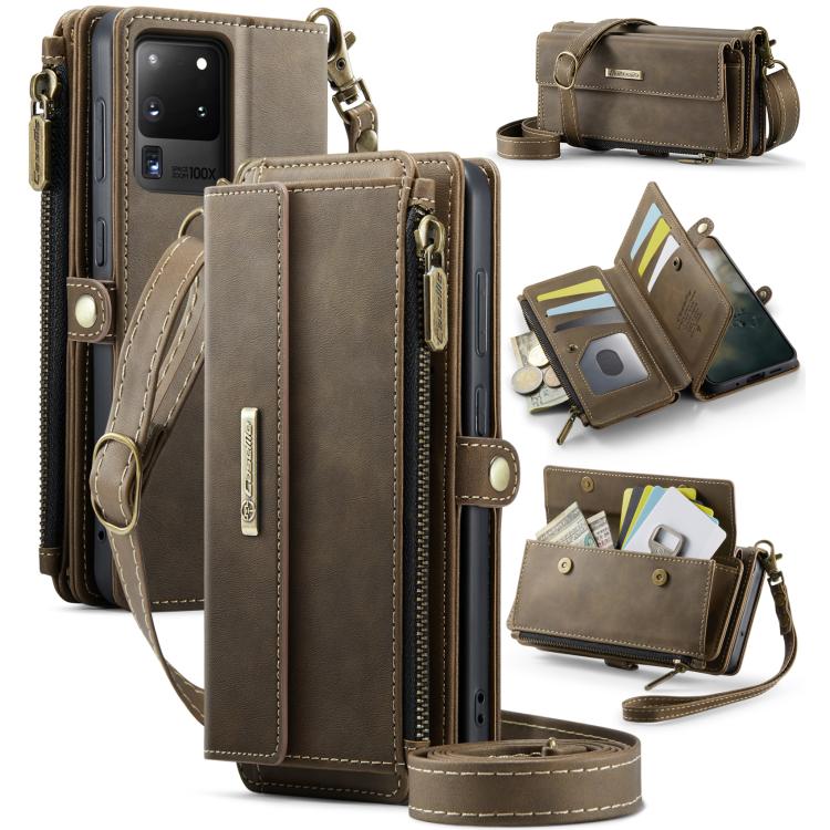 CaseMe C39 RFID Blocking Zipper Wallet Leather Phone Case with Crossbody Strap, For Samsung Galaxy S20 FE 5G, For Samsung Galaxy S20 Ultra 5G, For Samsung Galaxy S20+ 5G, For Samsung Galaxy S20 5G, For Samsung Galaxy A17, For Samsung Galaxy S25 / S24 5...