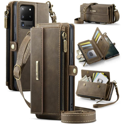 CaseMe C39 RFID Blocking Zipper Wallet Leather Phone Case with Crossbody Strap, For Samsung Galaxy S20 FE 5G, For Samsung Galaxy S20 Ultra 5G, For Samsung Galaxy S20+ 5G, For Samsung Galaxy S20 5G, For Samsung Galaxy A17, For Samsung Galaxy S25 / S24 5...