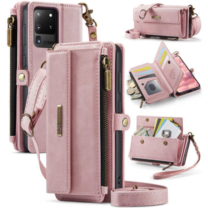 CaseMe C39 RFID Blocking Zipper Wallet Leather Phone Case with Crossbody Strap, For Samsung Galaxy S20 FE 5G, For Samsung Galaxy S20 Ultra 5G, For Samsung Galaxy S20+ 5G, For Samsung Galaxy S20 5G, For Samsung Galaxy A17, For Samsung Galaxy S25 / S24 5...