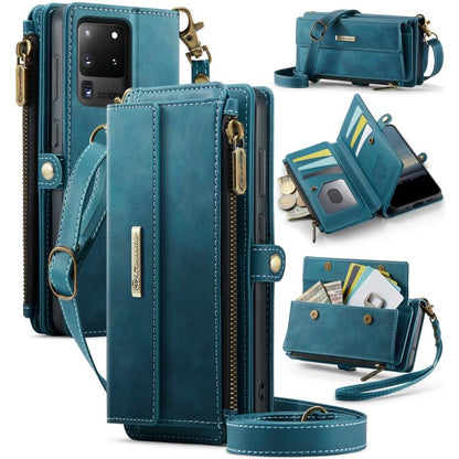 CaseMe C39 RFID Blocking Zipper Wallet Leather Phone Case with Crossbody Strap, For Samsung Galaxy S20 FE 5G, For Samsung Galaxy S20 Ultra 5G, For Samsung Galaxy S20+ 5G, For Samsung Galaxy S20 5G, For Samsung Galaxy A17, For Samsung Galaxy S25 / S24 5...