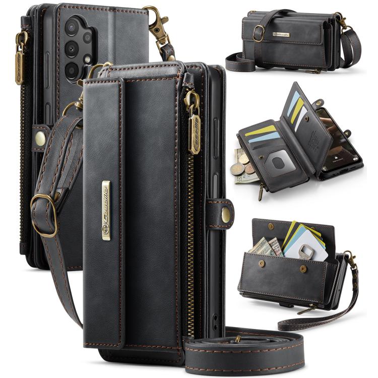 CaseMe C39 RFID Blocking Zipper Wallet Leather Phone Case with Crossbody Strap, For Samsung Galaxy S20 FE 5G, For Samsung Galaxy S20 Ultra 5G, For Samsung Galaxy S20+ 5G, For Samsung Galaxy S20 5G, For Samsung Galaxy A17, For Samsung Galaxy S25 / S24 5...