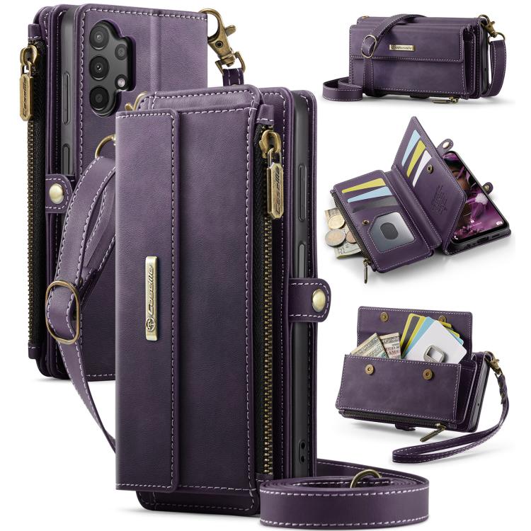 CaseMe C39 RFID Blocking Zipper Wallet Leather Phone Case with Crossbody Strap, For Samsung Galaxy S20 FE 5G, For Samsung Galaxy S20 Ultra 5G, For Samsung Galaxy S20+ 5G, For Samsung Galaxy S20 5G, For Samsung Galaxy A17, For Samsung Galaxy S25 / S24 5...
