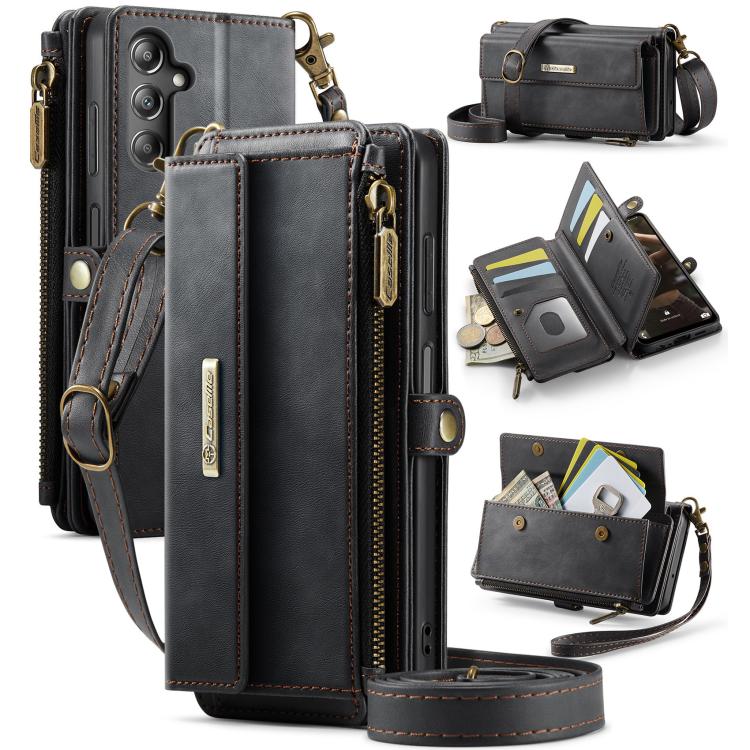 CaseMe C39 RFID Blocking Zipper Wallet Leather Phone Case with Crossbody Strap, For Samsung Galaxy S20 FE 5G, For Samsung Galaxy S20 Ultra 5G, For Samsung Galaxy S20+ 5G, For Samsung Galaxy S20 5G, For Samsung Galaxy A17, For Samsung Galaxy S25 / S24 5...