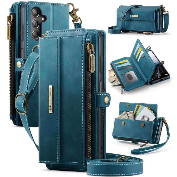 CaseMe C39 RFID Blocking Zipper Wallet Leather Phone Case with Crossbody Strap, For Samsung Galaxy S20 FE 5G, For Samsung Galaxy S20 Ultra 5G, For Samsung Galaxy S20+ 5G, For Samsung Galaxy S20 5G, For Samsung Galaxy A17, For Samsung Galaxy S25 / S24 5...