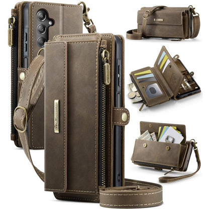 CaseMe C39 RFID Blocking Zipper Wallet Leather Phone Case with Crossbody Strap, For Samsung Galaxy S25 Ultra 5G, For Samsung Galaxy S24 FE 5G, For Samsung Galaxy A55 5G, For Samsung Galaxy S24 Ultra 5G, For Samsung Galaxy A15, For Samsung Galaxy S23 FE...