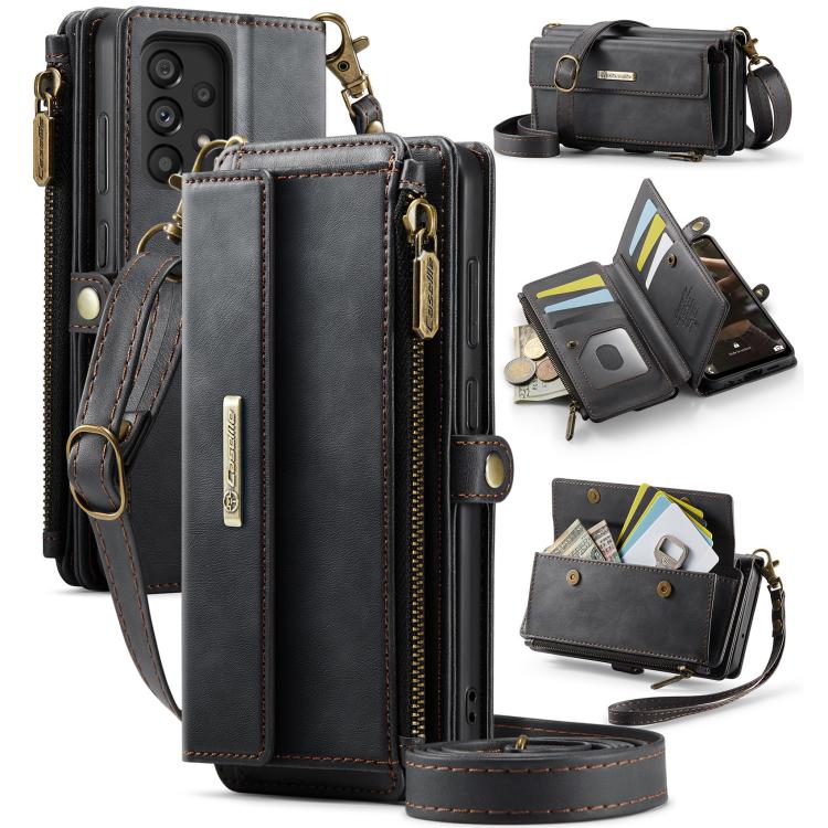 CaseMe C39 RFID Blocking Zipper Wallet Leather Phone Case with Crossbody Strap, For Samsung Galaxy S23 5G, For Samsung Galaxy S22+ 5G, For Samsung Galaxy S22 5G, For Samsung Galaxy S21 FE 5G, For Samsung Galaxy A52, For Samsung Galaxy A53              ...