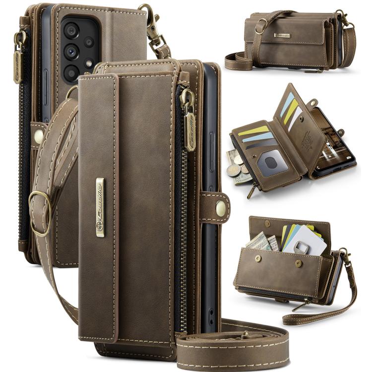 CaseMe C39 RFID Blocking Zipper Wallet Leather Phone Case with Crossbody Strap, For Samsung Galaxy S23 5G, For Samsung Galaxy S22+ 5G, For Samsung Galaxy S22 5G, For Samsung Galaxy S21 FE 5G, For Samsung Galaxy A52, For Samsung Galaxy A53              ...
