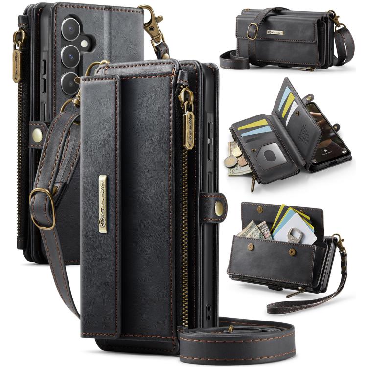 CaseMe C39 RFID Blocking Zipper Wallet Leather Phone Case with Crossbody Strap, For Samsung Galaxy S25 Ultra 5G, For Samsung Galaxy S24 FE 5G, For Samsung Galaxy A55 5G, For Samsung Galaxy S24 Ultra 5G, For Samsung Galaxy A15, For Samsung Galaxy S23 FE...