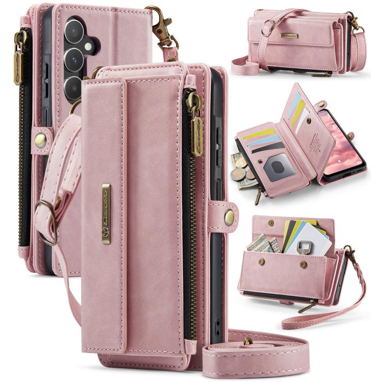 CaseMe C39 RFID Blocking Zipper Wallet Leather Phone Case with Crossbody Strap, For Samsung Galaxy S25 Ultra 5G, For Samsung Galaxy S24 FE 5G, For Samsung Galaxy A55 5G, For Samsung Galaxy S24 Ultra 5G, For Samsung Galaxy A15, For Samsung Galaxy S23 FE...
