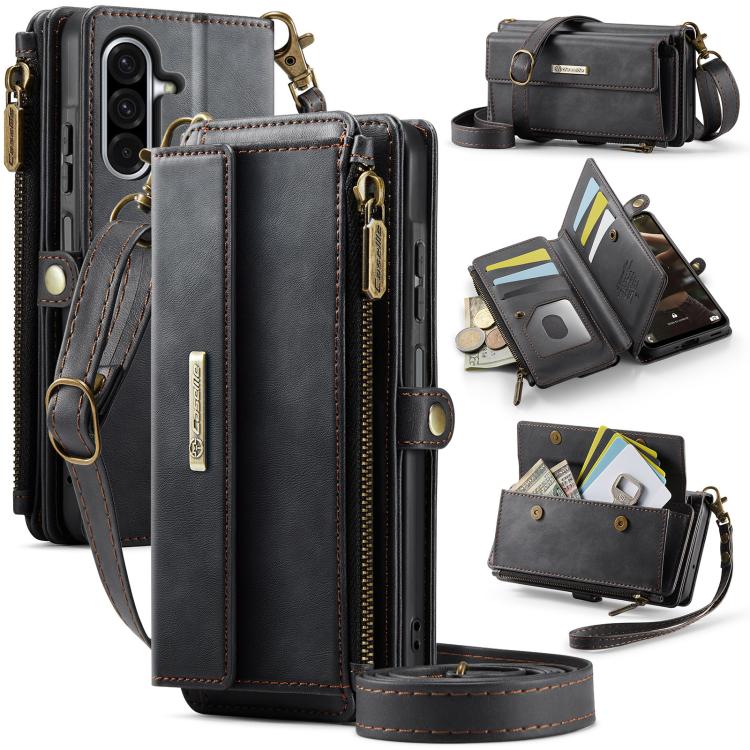 CaseMe C39 RFID Blocking Zipper Wallet Leather Phone Case with Crossbody Strap, For Samsung Galaxy S20 FE 5G, For Samsung Galaxy S20 Ultra 5G, For Samsung Galaxy S20+ 5G, For Samsung Galaxy S20 5G, For Samsung Galaxy A17, For Samsung Galaxy S25 / S24 5...