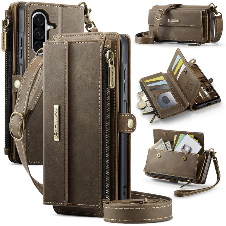 CaseMe C39 RFID Blocking Zipper Wallet Leather Phone Case with Crossbody Strap, For Samsung Galaxy S20 FE 5G, For Samsung Galaxy S20 Ultra 5G, For Samsung Galaxy S20+ 5G, For Samsung Galaxy S20 5G, For Samsung Galaxy A17, For Samsung Galaxy S25 / S24 5...