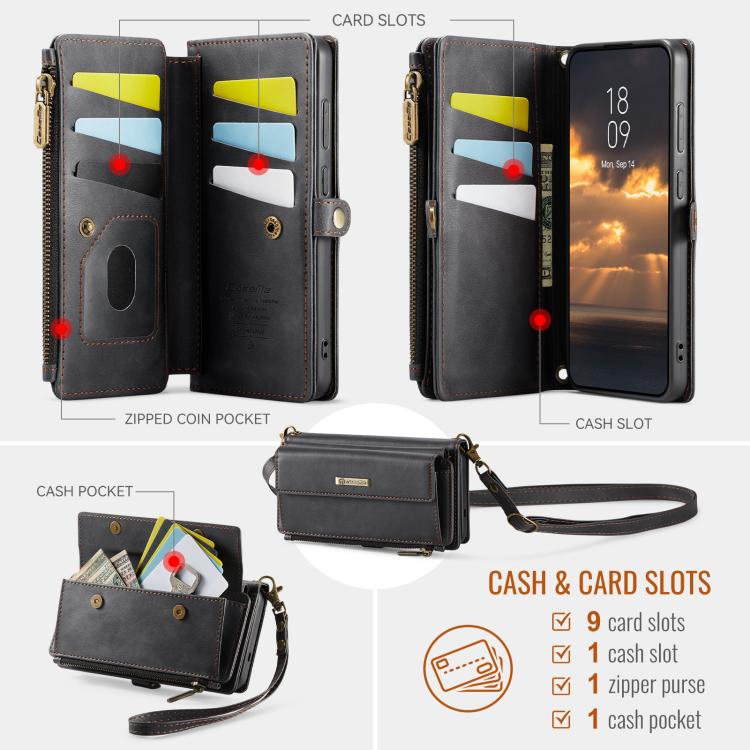 CaseMe C39 RFID Blocking Zipper Wallet Leather Phone Case with Crossbody Strap, For Galaxy S26 FE 5G, For Samsung Galaxy S26+ 5G, For Samsung Galaxy S26 Ultra 5G, For Samsung Galaxy S26 5G, For Samsung Galaxy A57 5G, For Samsung Galaxy S25 FE 5G       ...