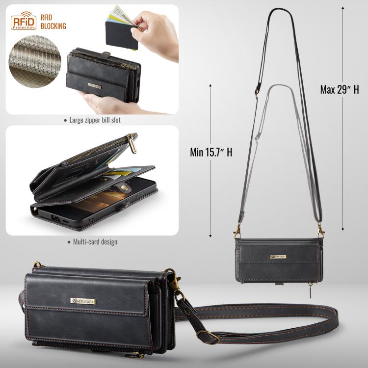 CaseMe C39 RFID Blocking Zipper Wallet Leather Phone Case with Crossbody Strap, For Galaxy S26 FE 5G, For Samsung Galaxy S26+ 5G, For Samsung Galaxy S26 Ultra 5G, For Samsung Galaxy S26 5G, For Samsung Galaxy A57 5G, For Samsung Galaxy S25 FE 5G       ...