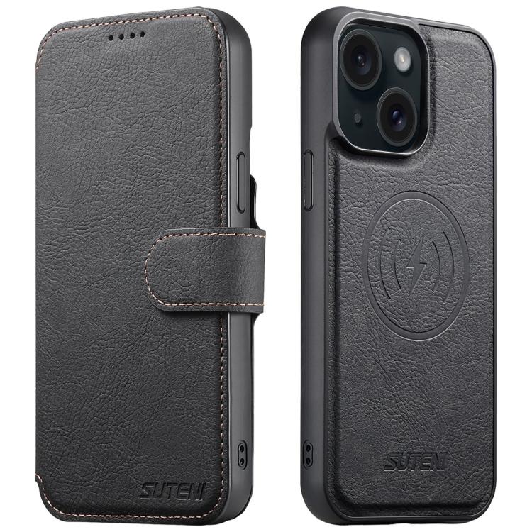 Suteni Q05 2-in-1 Multi-function MagSafe Wallet Litchi Leather Phone Case