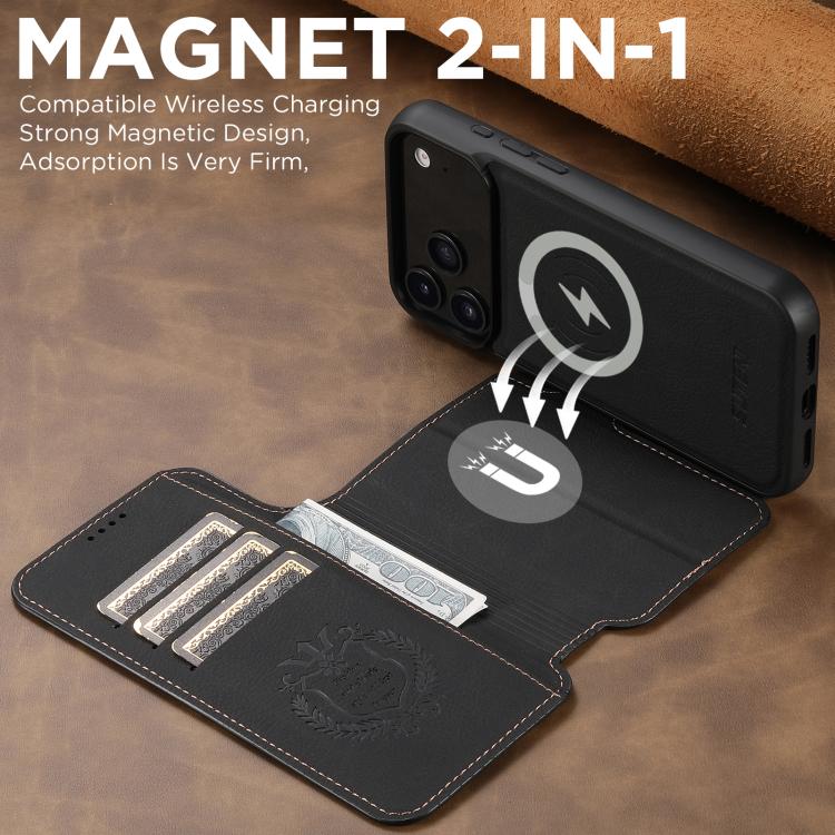 Suteni Q05 2-in-1 Multi-function MagSafe Wallet Litchi Leather Phone Case