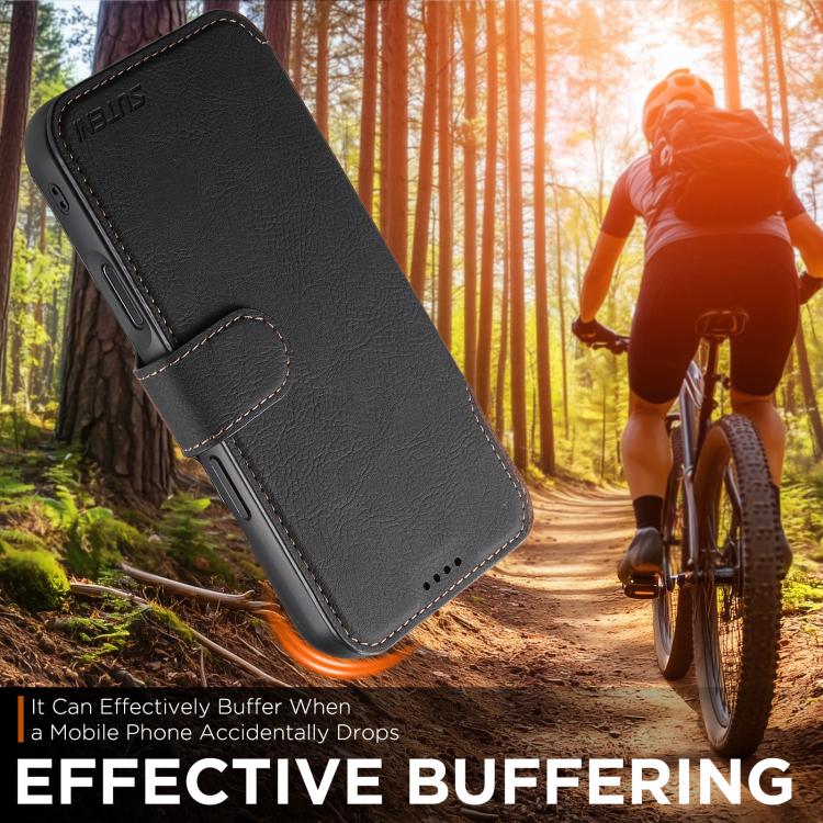 Suteni Q05 2-in-1 Multi-function MagSafe Wallet Litchi Leather Phone Case