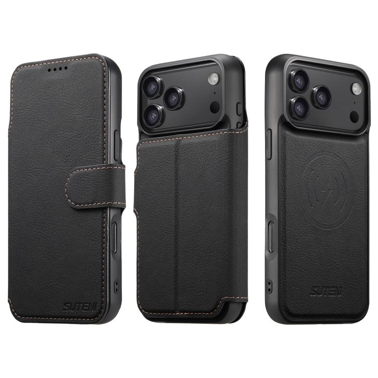 Suteni Q05 2-in-1 Multi-function MagSafe Wallet Litchi Leather Phone Case