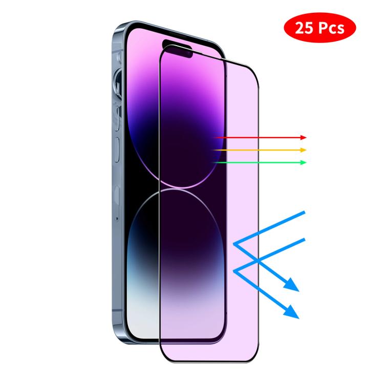 JUNSUNMAY 25pcs Anti-Blue Light Silk Print HD Tempered Glass Film