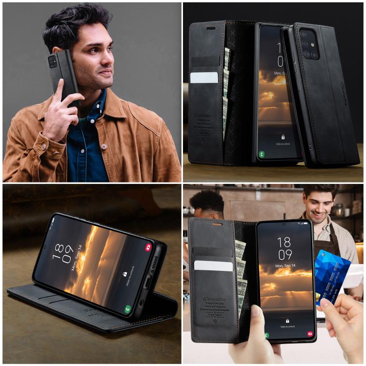 CaseMe 033 Calf Leather Lining Microfibre RFID Blocking Phone Case, For Samsung Galaxy A51, For Samsung Galaxy Note10+, For Samsung Galaxy S10+, For Samsung Galaxy S10, For Samsung Galaxy A17, For Samsung Galaxy S24 / S25 5G                            ...