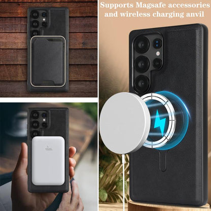 Kalebol Slim MagSafe Ring Magnetic Card Bag Leather Phone Case, For Samsung Galaxy S23 Ultra 5G, For Samsung Galaxy S23+ 5G, For Samsung Galaxy S23 5G, For Samsung Galaxy S22 Ultra 5G