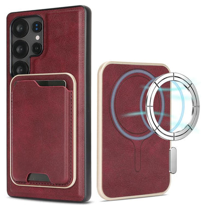 Kalebol Slim MagSafe Ring Magnetic Card Bag Leather Phone Case, For Samsung Galaxy S23 Ultra 5G, For Samsung Galaxy S23+ 5G, For Samsung Galaxy S23 5G, For Samsung Galaxy S22 Ultra 5G
