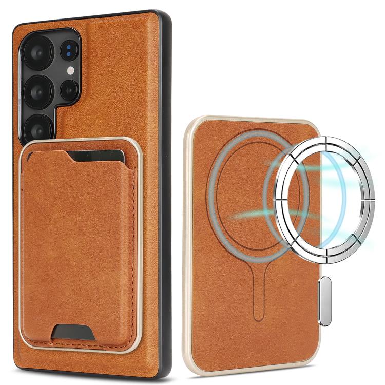 Kalebol Slim MagSafe Ring Magnetic Card Bag Leather Phone Case, For Samsung Galaxy S23 Ultra 5G, For Samsung Galaxy S23+ 5G, For Samsung Galaxy S23 5G, For Samsung Galaxy S22 Ultra 5G