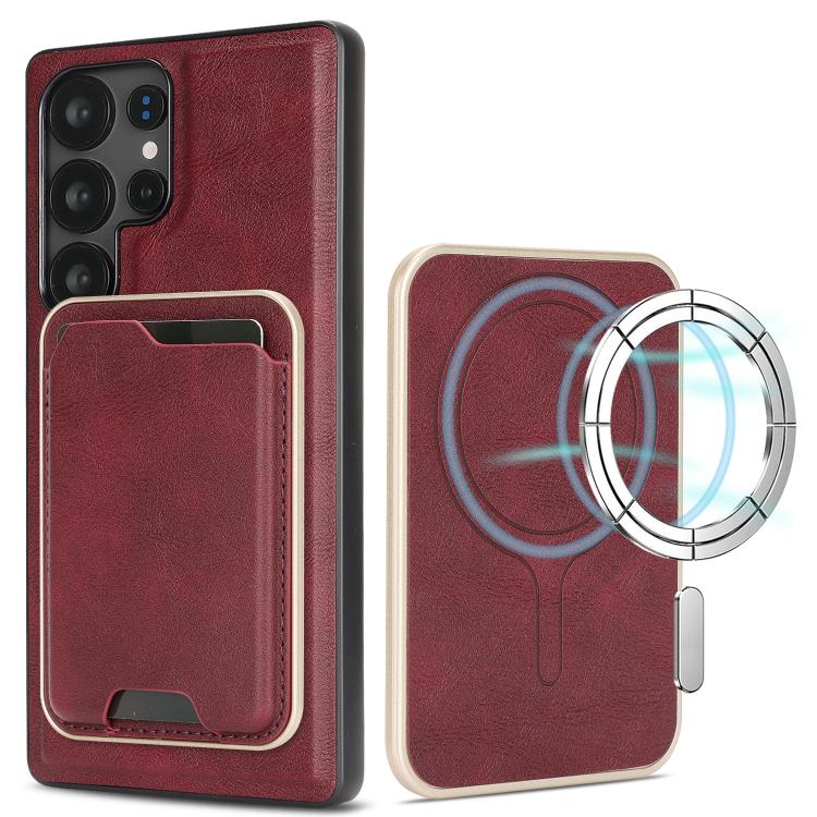 Kalebol Slim MagSafe Ring Magnetic Card Bag Leather Phone Case, For Samsung Galaxy S23 Ultra 5G, For Samsung Galaxy S23+ 5G, For Samsung Galaxy S23 5G, For Samsung Galaxy S22 Ultra 5G
