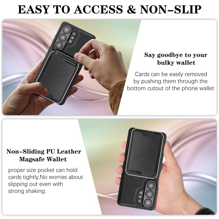 Kalebol Slim MagSafe Ring Magnetic Card Bag Leather Phone Case, For Samsung Galaxy S26 Ultra 5G, For Samsung Galaxy S25 Edge 5G, For Samsung Galaxy S25 5G, For Samsung Galaxy S25+ 5G, For Samsung Galaxy S25 Ultra 5G, For Samsung Galaxy S24 Ultra 5G    ...