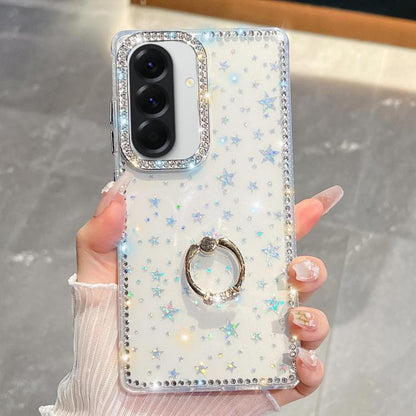 Rhinestone Glitter TPU Ring Holder Anti-fall Phone Case, For Samsung Galaxy S26+ 5G, For Samsung Galaxy S26 Ultra 5G, For Samsung Galaxy S26 5G, For Samsung Galaxy A07 5G, For Samsung Galaxy A17 5G, For Samsung Galaxy A56 5G, For Samsung Galaxy A26 5G ...