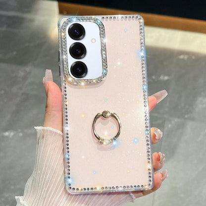 Rhinestone Glitter TPU Ring Holder Anti-fall Phone Case, For Samsung Galaxy S25 5G, For Samsung Galaxy S25+ 5G, For Samsung Galaxy S25 Ultra 5G, For Samsung Galaxy A16 5G, For Samsung Galaxy S24 FE 5G, For Samsung Galaxy A15 5G, For Samsung Galaxy A55 ...