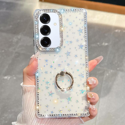 Rhinestone Glitter TPU Ring Holder Anti-fall Phone Case, For Samsung Galaxy S25 5G, For Samsung Galaxy S25+ 5G, For Samsung Galaxy S25 Ultra 5G, For Samsung Galaxy A16 5G, For Samsung Galaxy S24 FE 5G, For Samsung Galaxy A15 5G, For Samsung Galaxy A55 ...