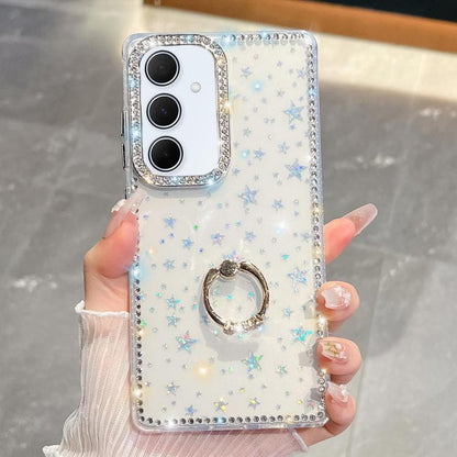 Rhinestone Glitter TPU Ring Holder Anti-fall Phone Case, For Samsung Galaxy S25 5G, For Samsung Galaxy S25+ 5G, For Samsung Galaxy S25 Ultra 5G, For Samsung Galaxy A16 5G, For Samsung Galaxy S24 FE 5G, For Samsung Galaxy A15 5G, For Samsung Galaxy A55 ...