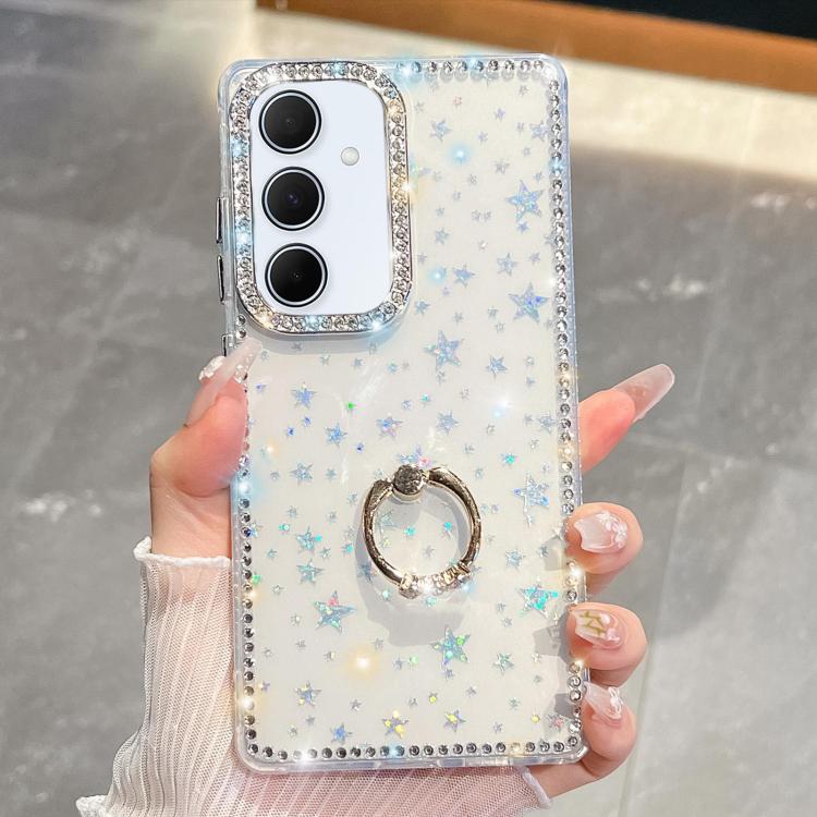 Rhinestone Glitter TPU Ring Holder Anti-fall Phone Case, For Samsung Galaxy S25 5G, For Samsung Galaxy S25+ 5G, For Samsung Galaxy S25 Ultra 5G, For Samsung Galaxy A16 5G, For Samsung Galaxy S24 FE 5G, For Samsung Galaxy A15 5G, For Samsung Galaxy A55 ...