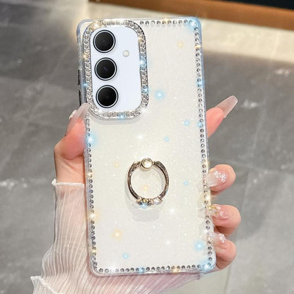 Rhinestone Glitter TPU Ring Holder Anti-fall Phone Case, For Samsung Galaxy S25 5G, For Samsung Galaxy S25+ 5G, For Samsung Galaxy S25 Ultra 5G, For Samsung Galaxy A16 5G, For Samsung Galaxy S24 FE 5G, For Samsung Galaxy A15 5G, For Samsung Galaxy A55 ...