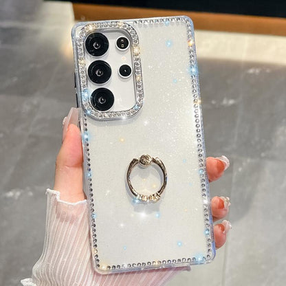 Rhinestone Glitter TPU Ring Holder Anti-fall Phone Case, For Samsung Galaxy S24 Ultra 5G, For Samsung Galaxy S24+ 5G, For Samsung Galaxy S24 5G, For Samsung Galaxy S23 Ultra 5G