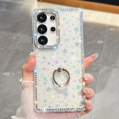 Rhinestone Glitter TPU Ring Holder Anti-fall Phone Case, For Samsung Galaxy S24 Ultra 5G, For Samsung Galaxy S24+ 5G, For Samsung Galaxy S24 5G, For Samsung Galaxy S23 Ultra 5G