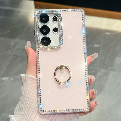 Rhinestone Glitter TPU Ring Holder Anti-fall Phone Case, For Samsung Galaxy S24 Ultra 5G, For Samsung Galaxy S24+ 5G, For Samsung Galaxy S24 5G, For Samsung Galaxy S23 Ultra 5G
