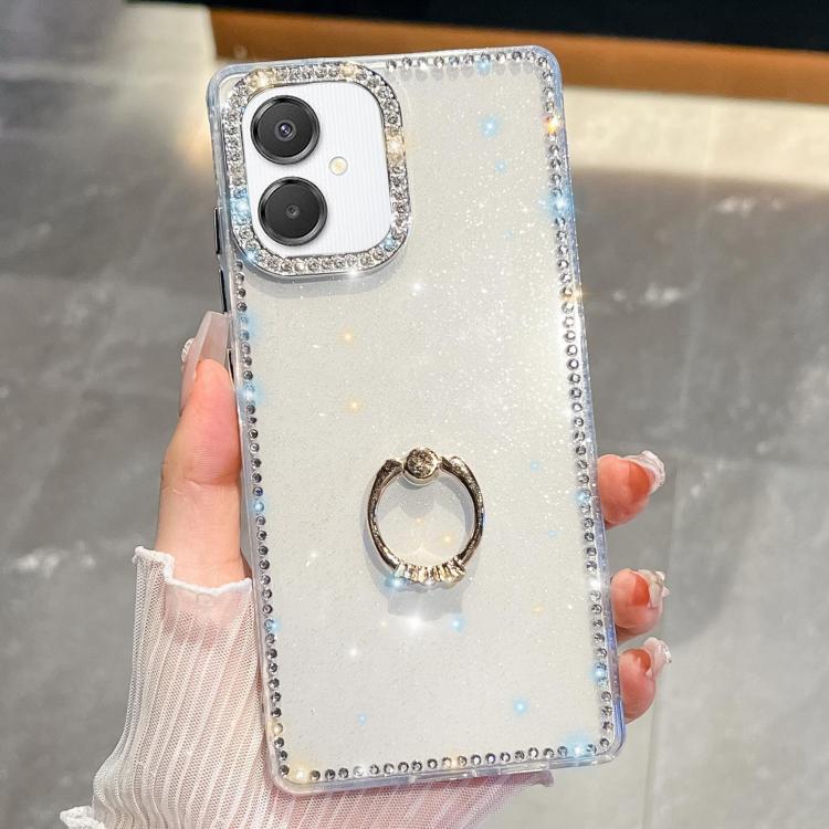 Rhinestone Glitter TPU Ring Holder Anti-fall Phone Case, For Samsung Galaxy S26+ 5G, For Samsung Galaxy S26 Ultra 5G, For Samsung Galaxy S26 5G, For Samsung Galaxy A07 5G, For Samsung Galaxy A17 5G, For Samsung Galaxy A56 5G, For Samsung Galaxy A26 5G ...